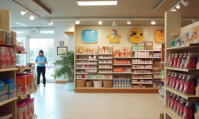 店内パウシェルフとスタッフの様子
